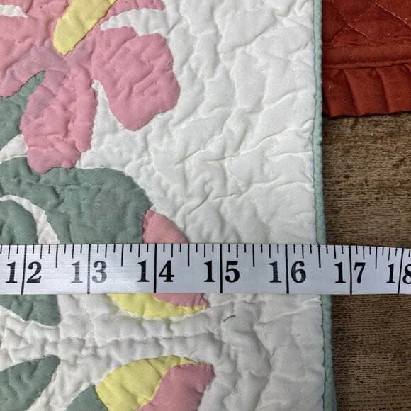 VTG Pillow Cover Embroidered Quilted Throw Accent Cottage Core Granny Farmhouse - Picture 5 of 9